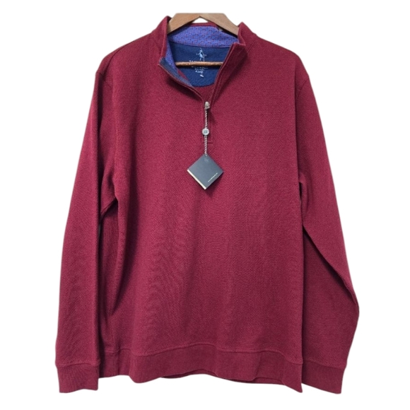 TailorByrd Mens Quarter Zip Pullover Burgundy Red Size Xlarge NWT Textured - Picture 7 of 7